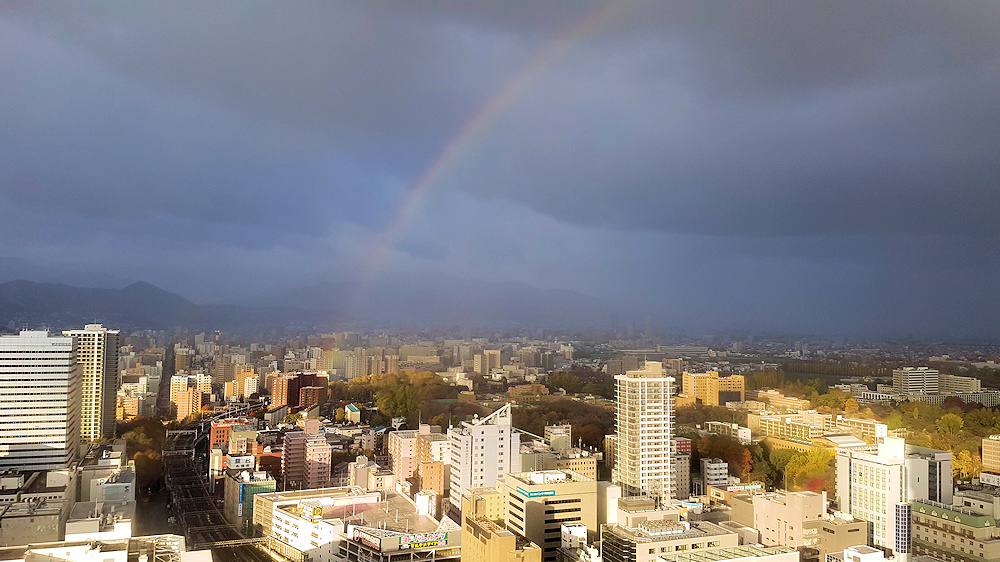 Morning rainbow over Sapporo